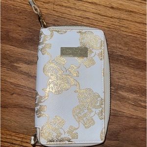 Lily Pulitzer white and gold wristlet